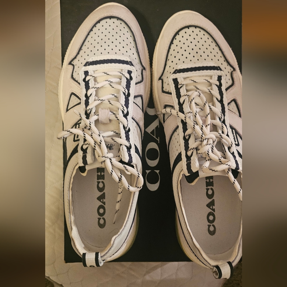 Coach White and Black Sneakers Breathable Low-Top Design